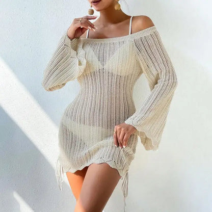 Solid Color Knitted Beach Dress